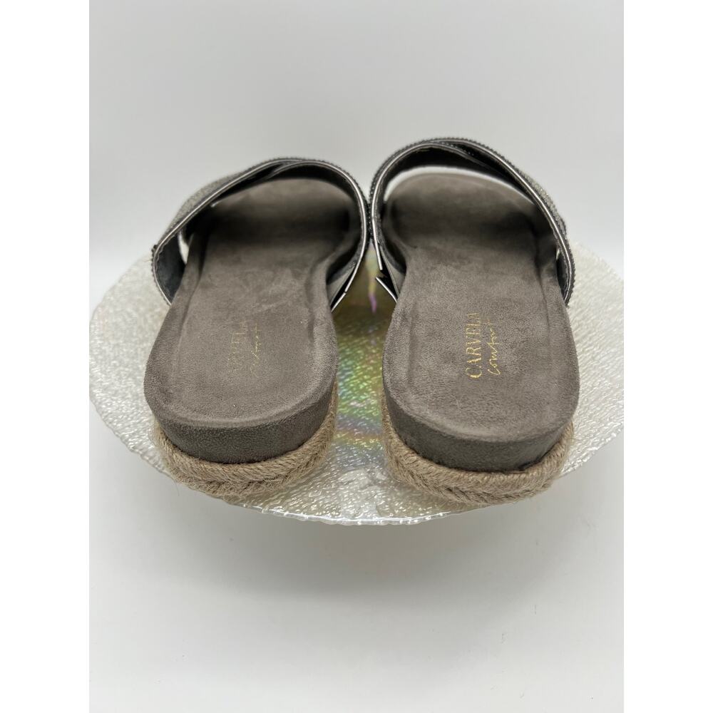 Carvela Comfort Slip on Silver Rhinestone Open Round Toe Sandals Size 7 - Picture 6 of 10